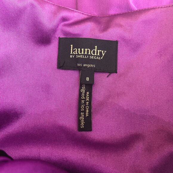 Laundry by Shelli Segal Purple Halter Dress with Embellished Waist - Size 8 - Picture 6 of 7